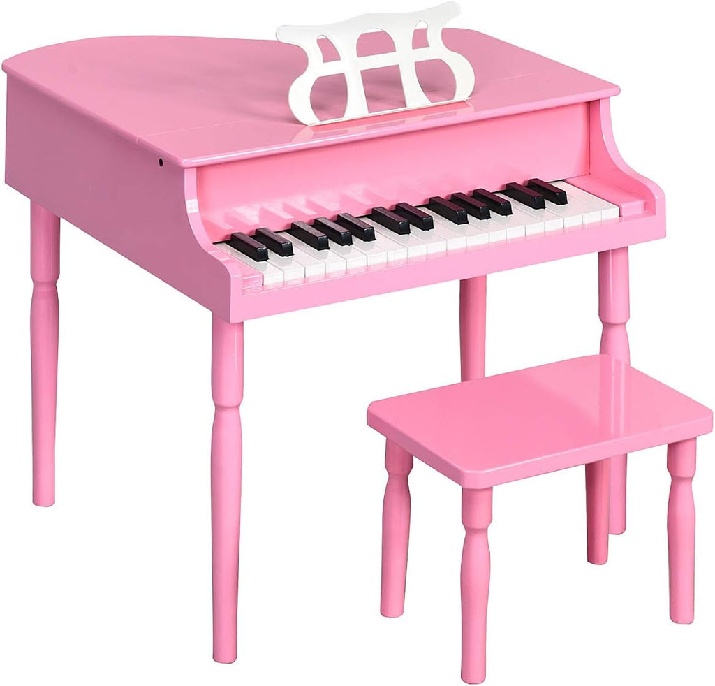 30 Keys Wood Toy Grand Piano with Music Stand and Bench Q2252