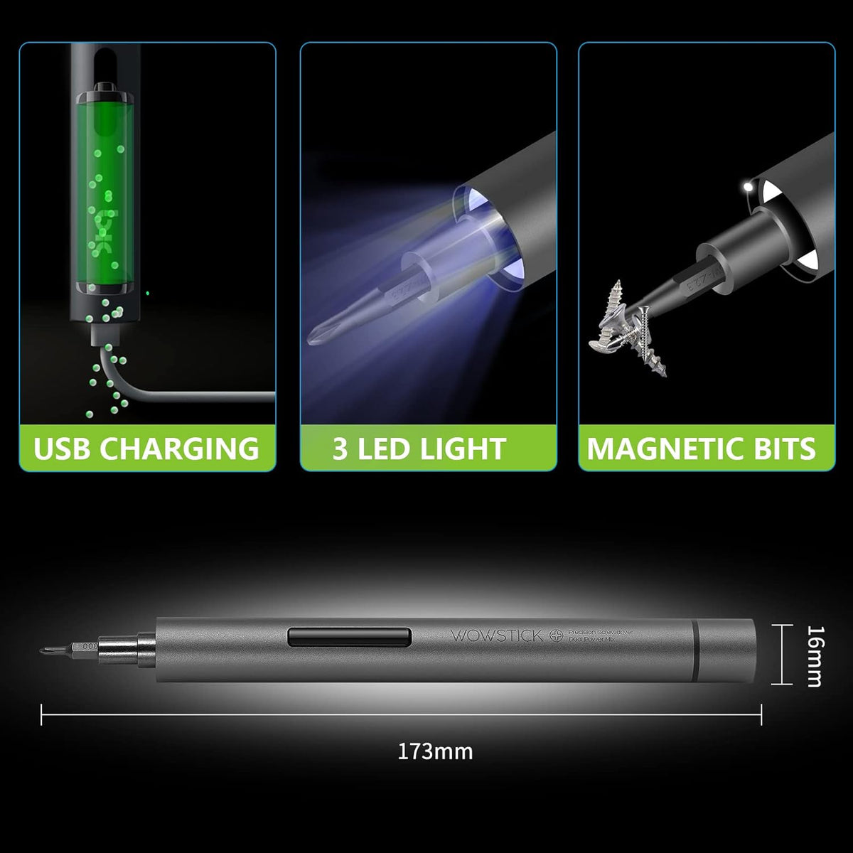Mini Electric Screwdriver 69 In 1 with 56 Magnetic Precision Bits & LED Light U976