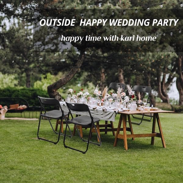Black 4 Pack Plastic Stackable Folding Chair U96622