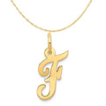 14K Yellow Gold Script Letter F Initial Pendant Charm With 10K Yellow Gold Rope Chain Necklace 20'' H472201