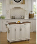 White Kitchen Cart with Oak Top B2079
