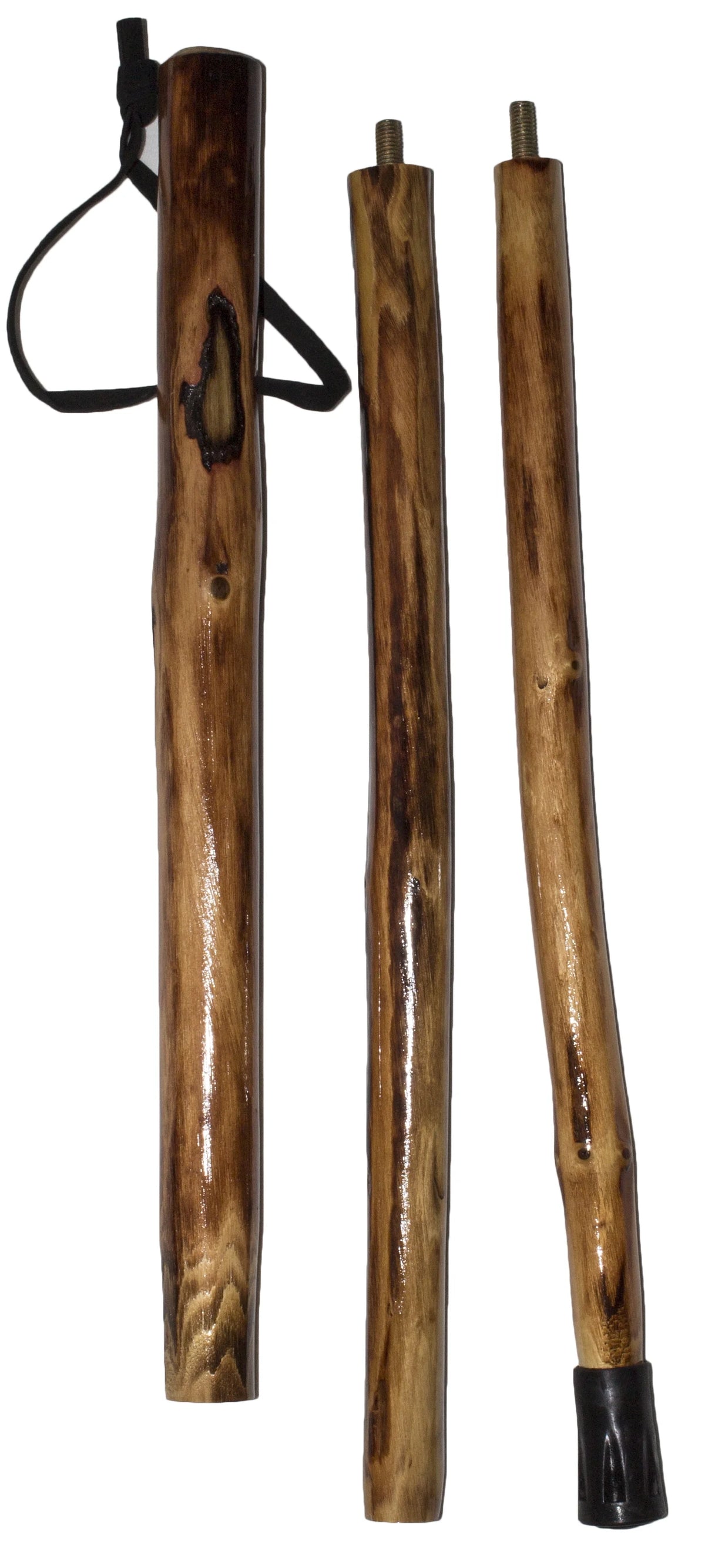 Wooden Walking Stick with Compass and Pouch U2084
