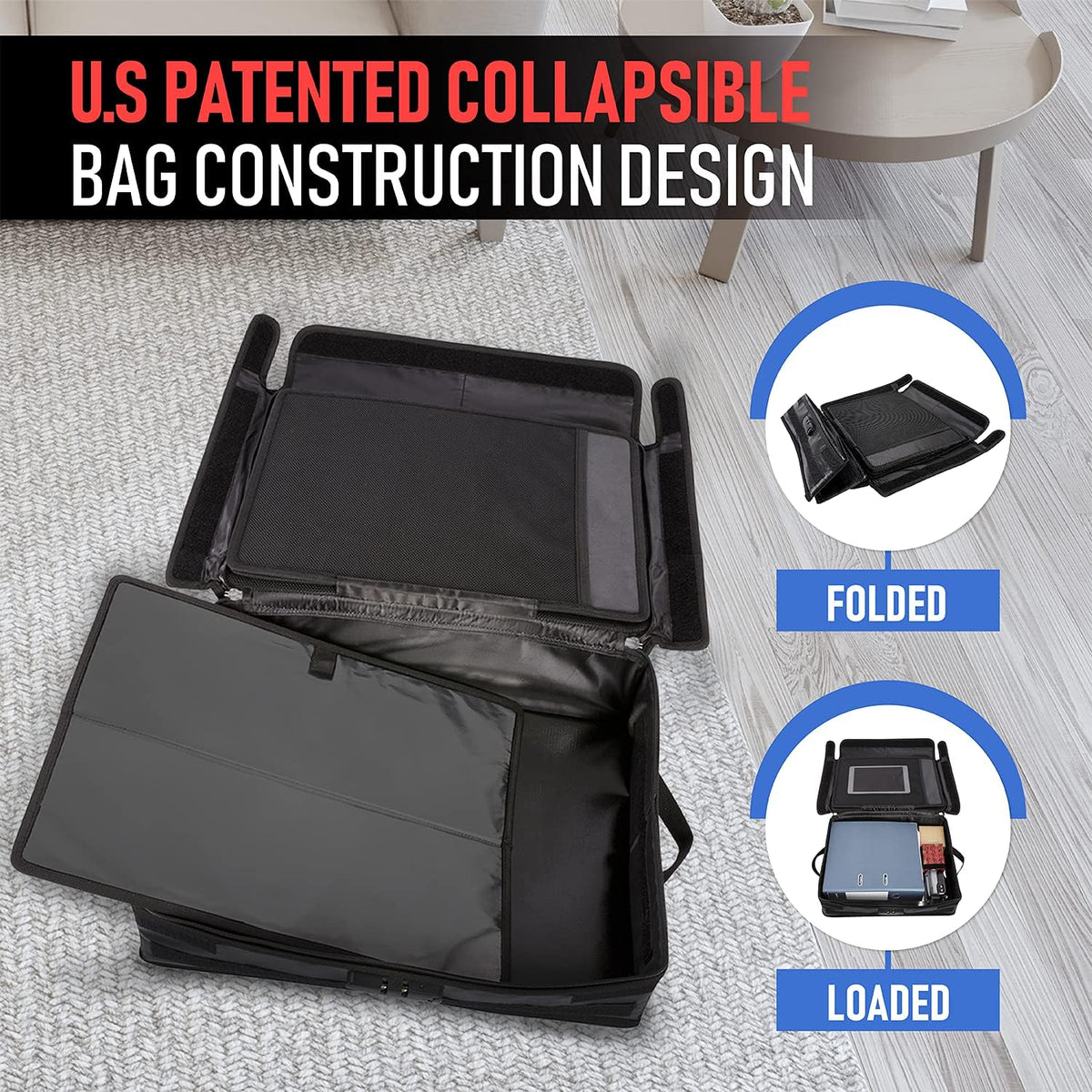 Fireproof Document Organizer Bag with Lock, 3-Layer File Storage Box, Waterproof File Holder, 17.5 x 13 x 5” Y7734