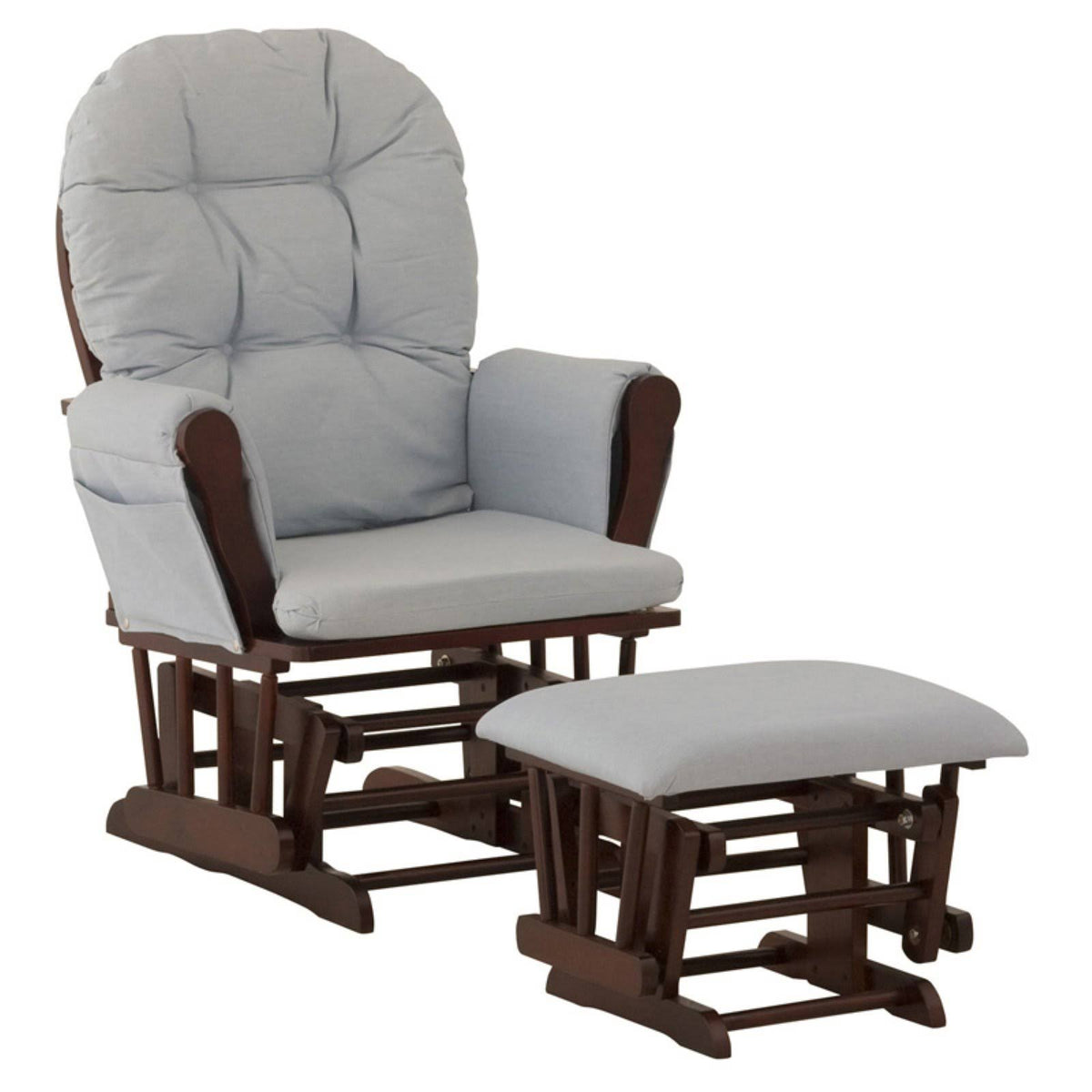Espresso/Light Blue Glider and Ottoman U42626