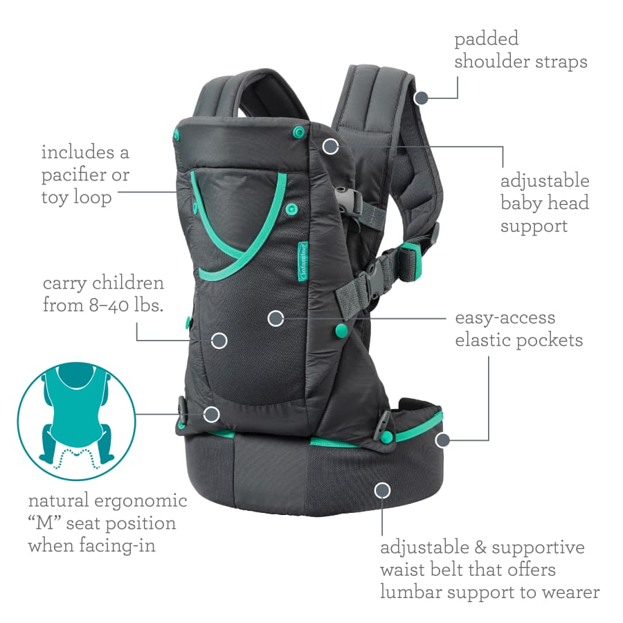 Gray Multi-Pocket Baby Carrier A544
