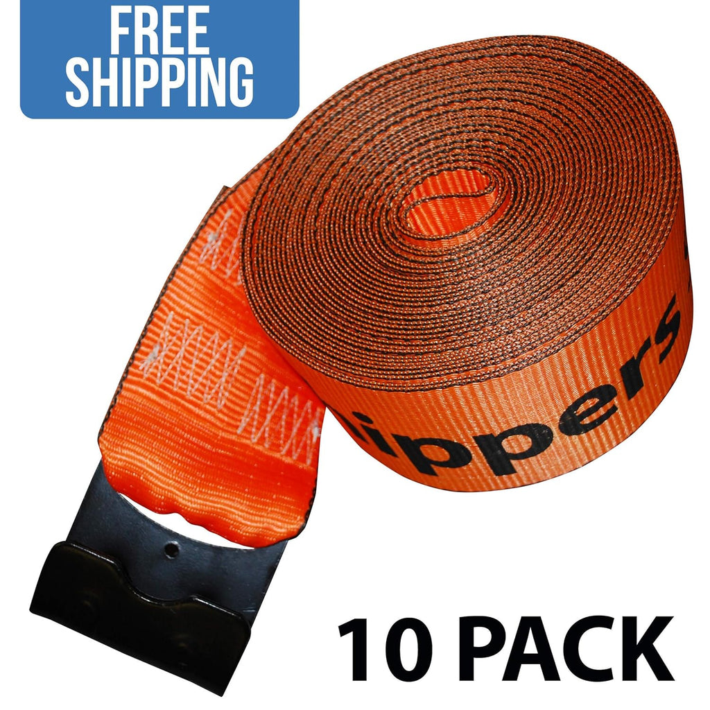 10 Pack Orange Winch Strap with Flat Hook M812494