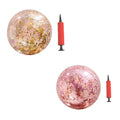 2pcs Glitter Sequin Beach Balls Round Transparent PVC Inflatable Ball Toys with Pumps B816