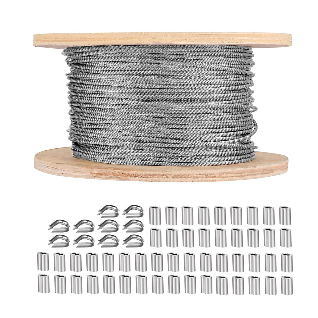1/8 Stainless Steel Cable Wire Rope, 400FT T316 7x7 Strand Core L7157