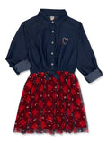 Girls Denim and Tulle Dress S8479