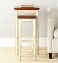Antiqued White and Dark Brown Nesting Tables U804