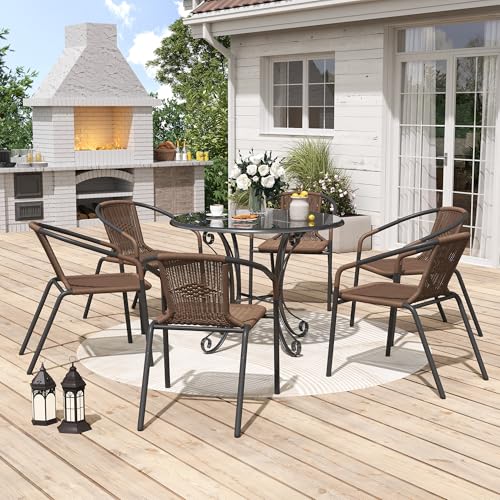 Black Wicker Stackable Dining Chairs Set of 6 Q503830