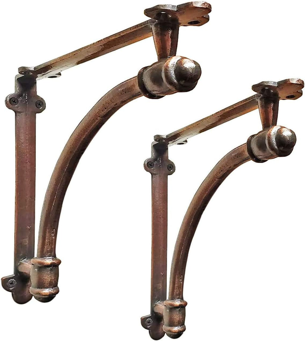 2 Pack Heavy Duty Rustic Black Iron Half Round Wall Shelf Bracket Q8338