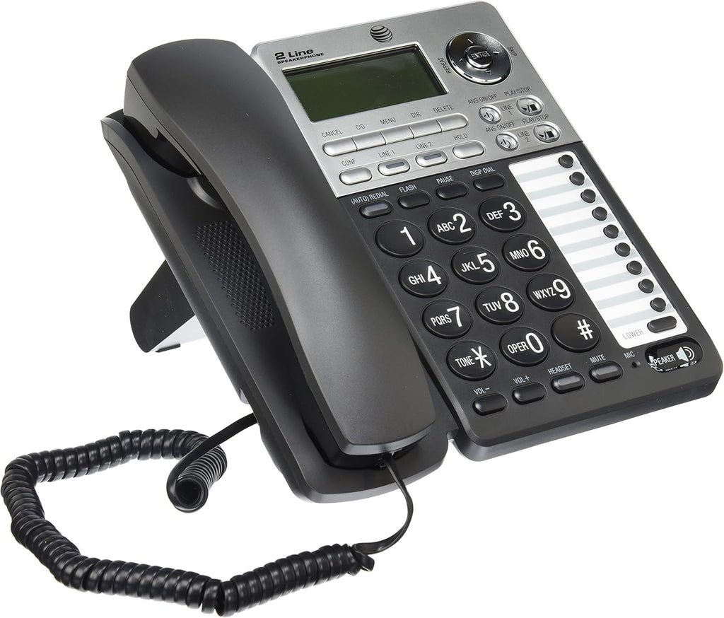2-Line Corded Telephone with Digital Answering System and Caller ID/Call Waiting, Black/Silver H907