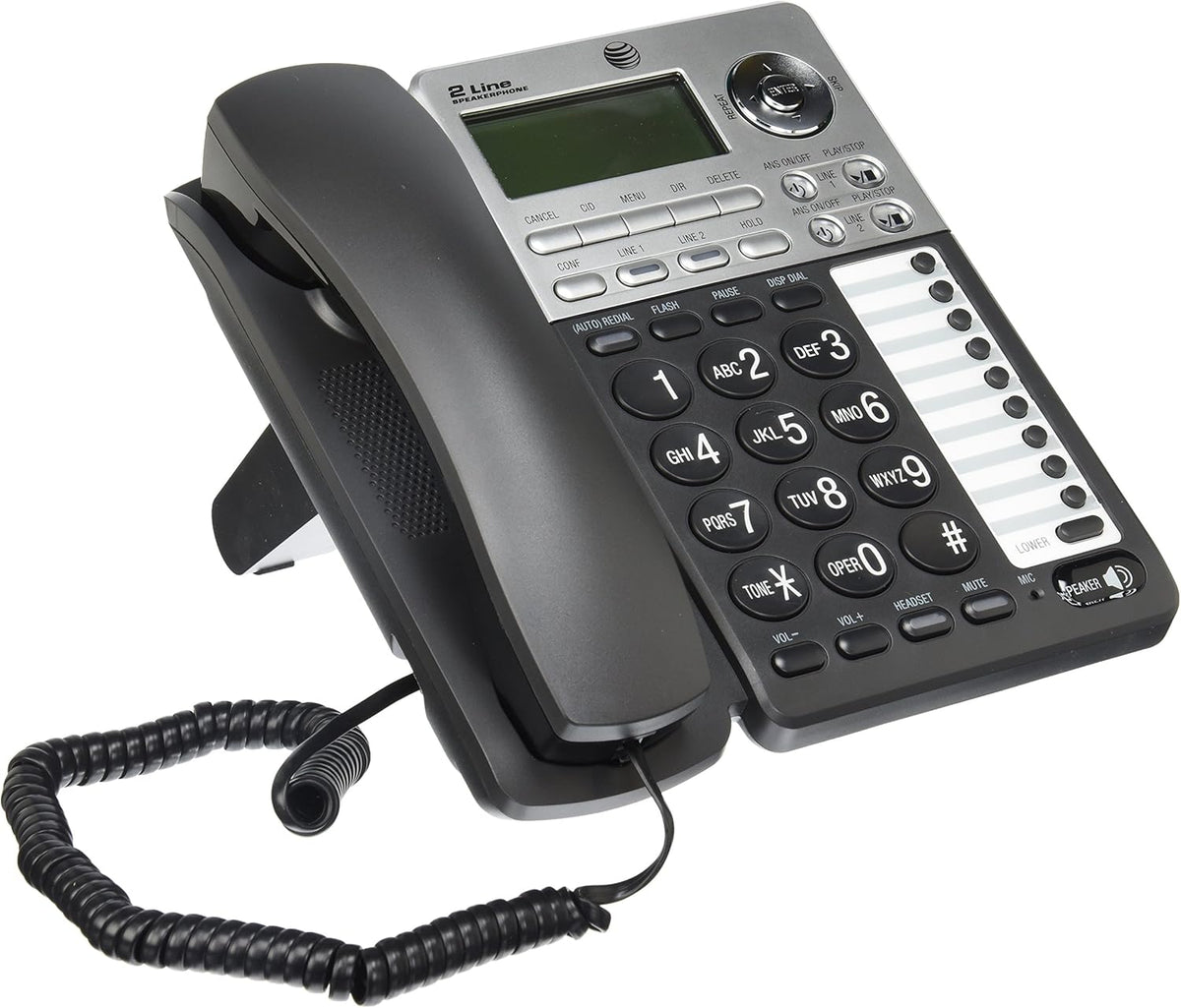 2-Line Corded Telephone with Digital Answering System and Caller ID/Call Waiting, Black/Silver H907