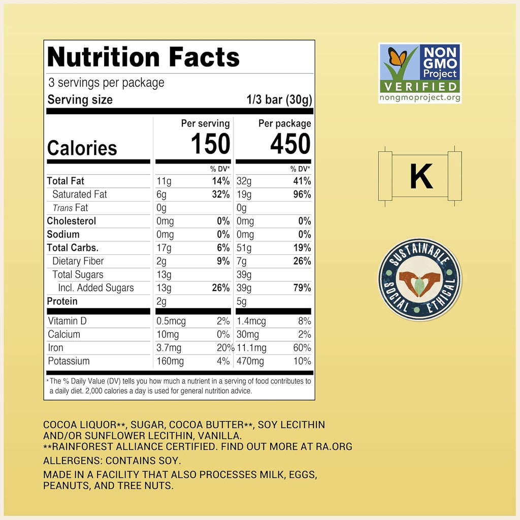 Dark Chocolate Bars 55% Cocoa 3.2oz Bar 12 Pack B9522