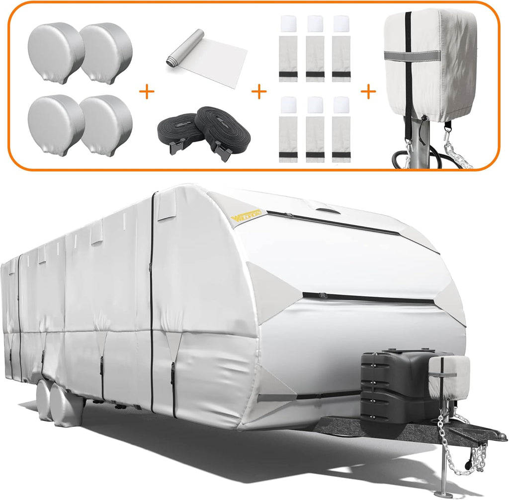 Waterproof Windproof Anti-UV Travel Trailer Cover for 18'-20' RV F12250