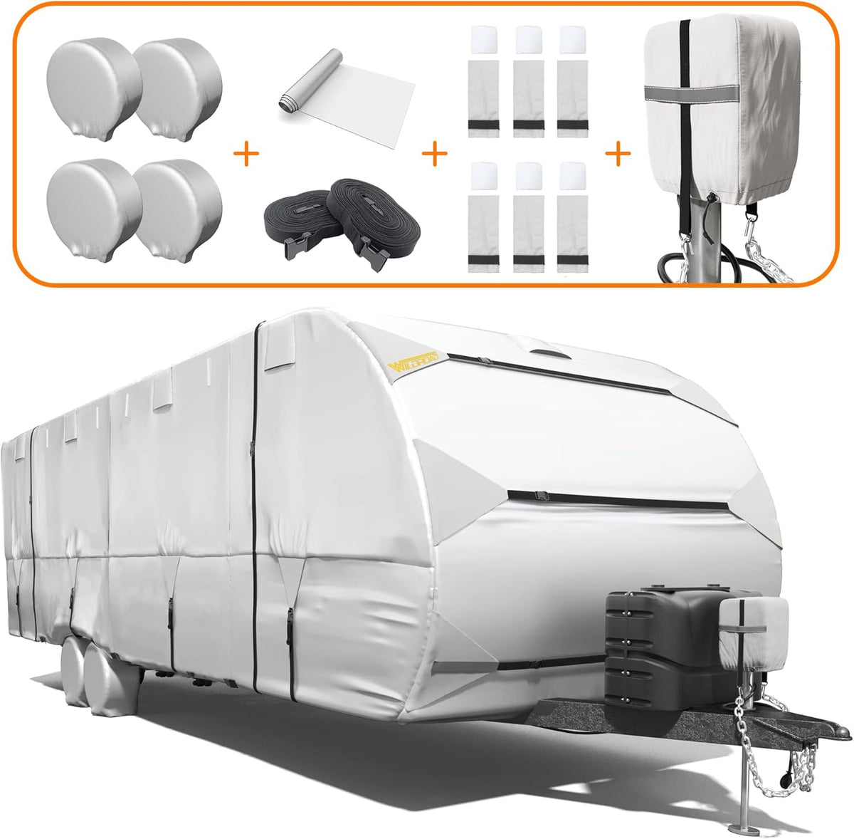Waterproof Windproof Anti-UV Travel Trailer Cover for 18'-20' RV F12250