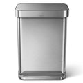 55L Rectangular Step Trash Can Brushed Silver D795
