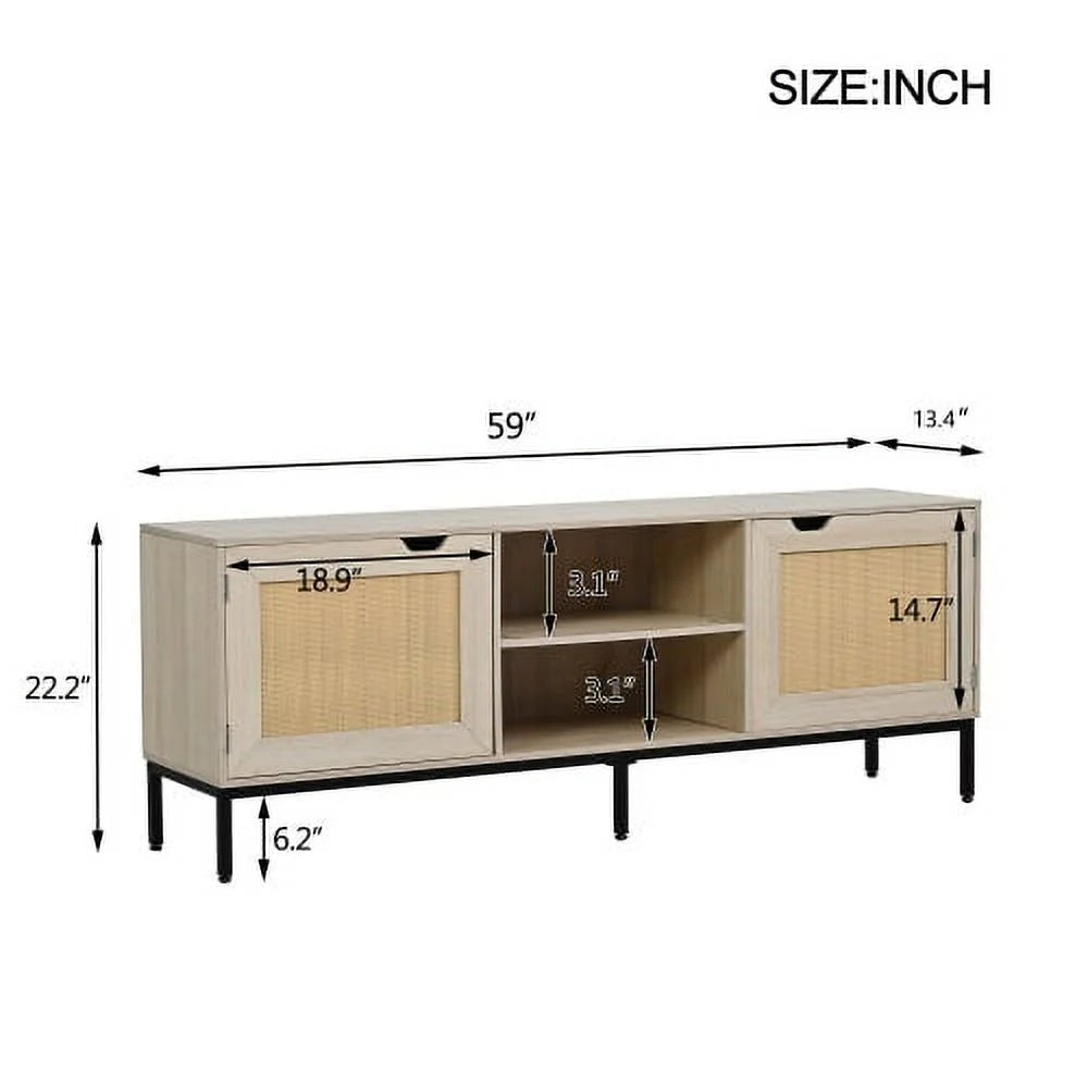 Rattan TV Stand with 2 Rattan Doors K5017