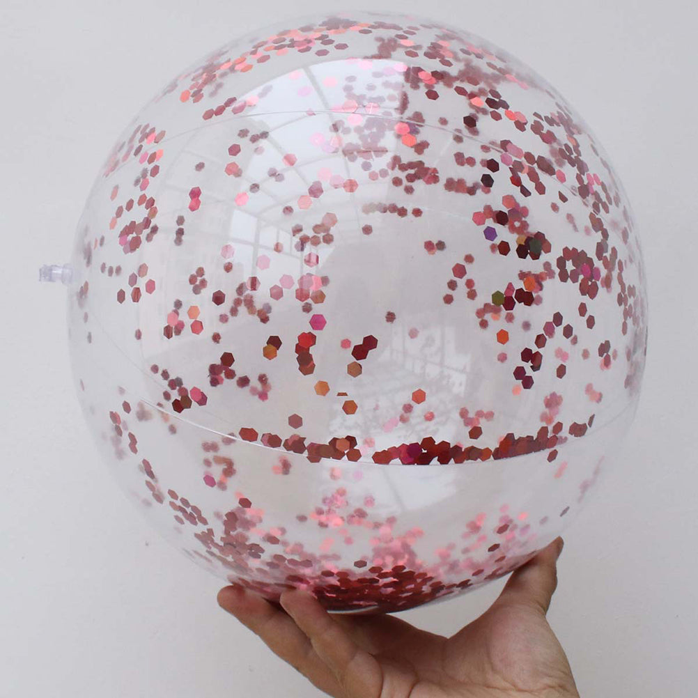 2pcs Glitter Sequin Beach Balls Round Transparent PVC Inflatable Ball Toys with Pumps B816
