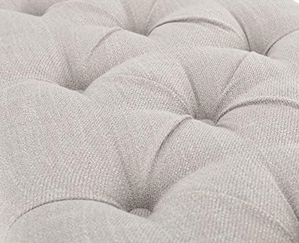 Beige Tufted Wood Entryway Bench K986