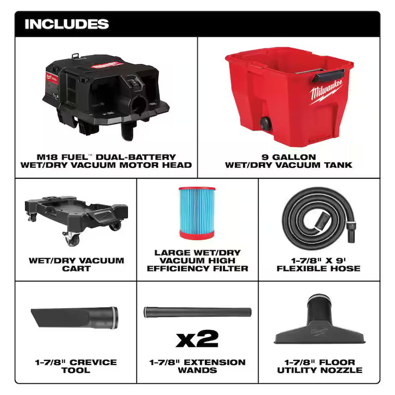 9 Gal. Cordless Wet/Dry Shop Vacuum with Right Angle Tool and Bag U4532