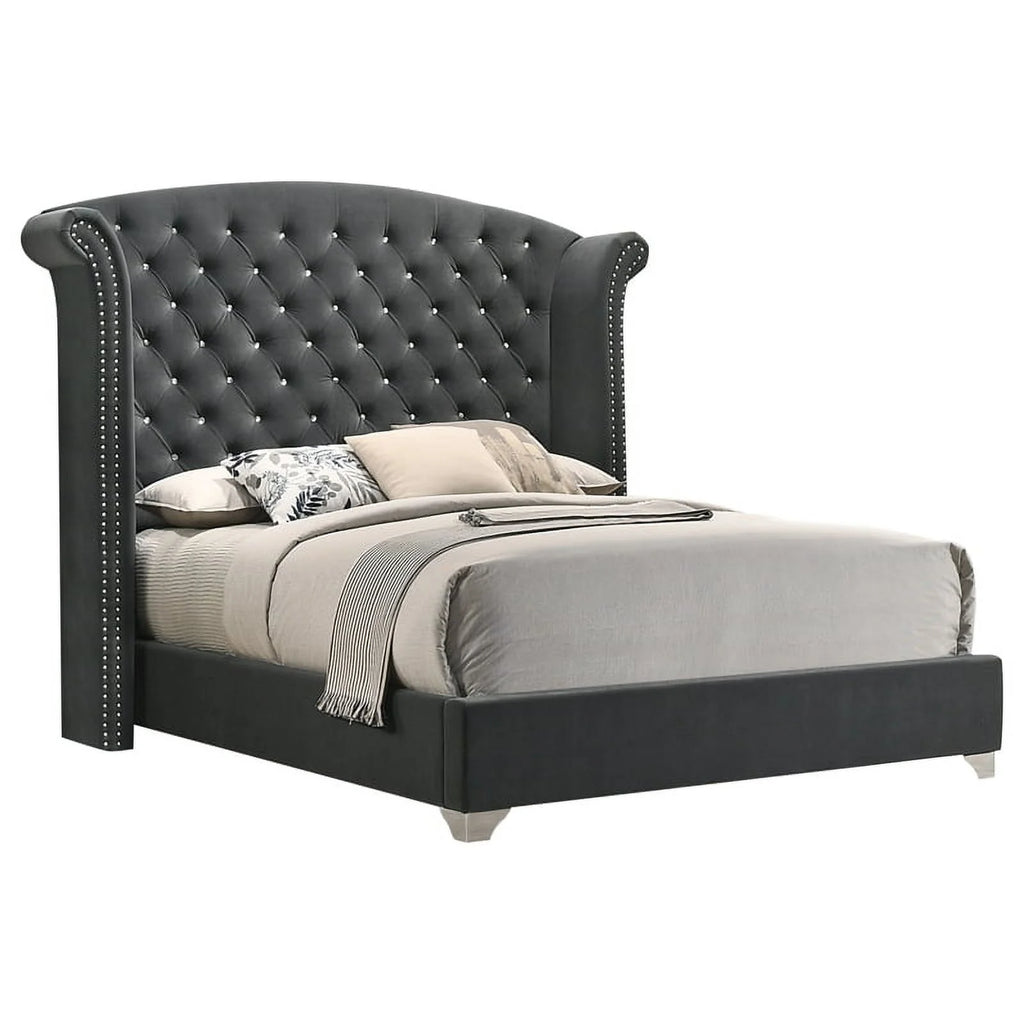 4-piece Queen Tufted Upholstered Bedroom Set Grey J738545