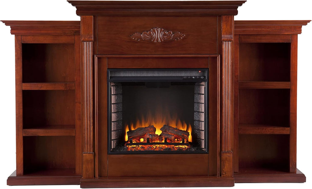 Ivory Electric Bookcase Fireplace V150845