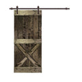 36 in. x 84 in. Distressed Espresso Stained Solid Knotty Pine Wood Interior Sliding Barn Door with Hardware Kit R211