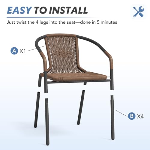 Black Wicker Stackable Dining Chairs Set of 6 Q503830