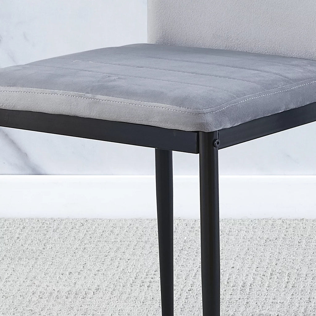 Set of 4 Gray Velvet Upholstered Dining Chairs E7283