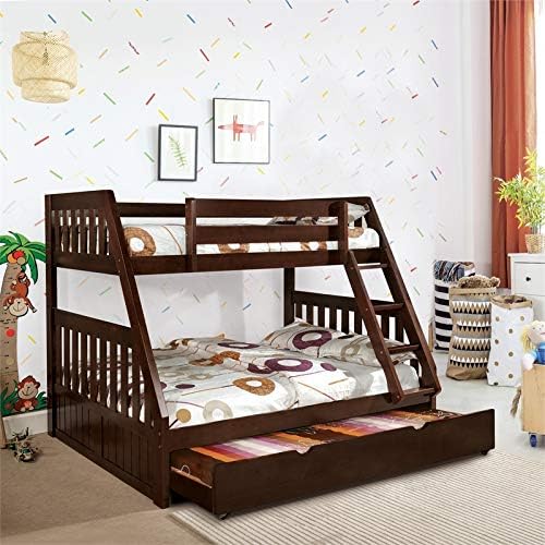 Twin Over Full Bunk Bed in Dark Walnut M44335