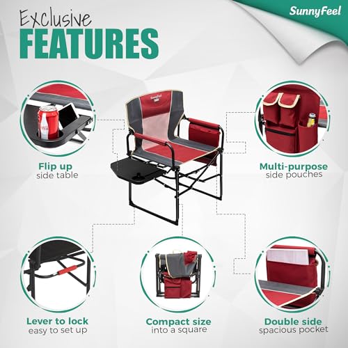 Oversized Portable Folding Camping Chair with Side Table Z59688