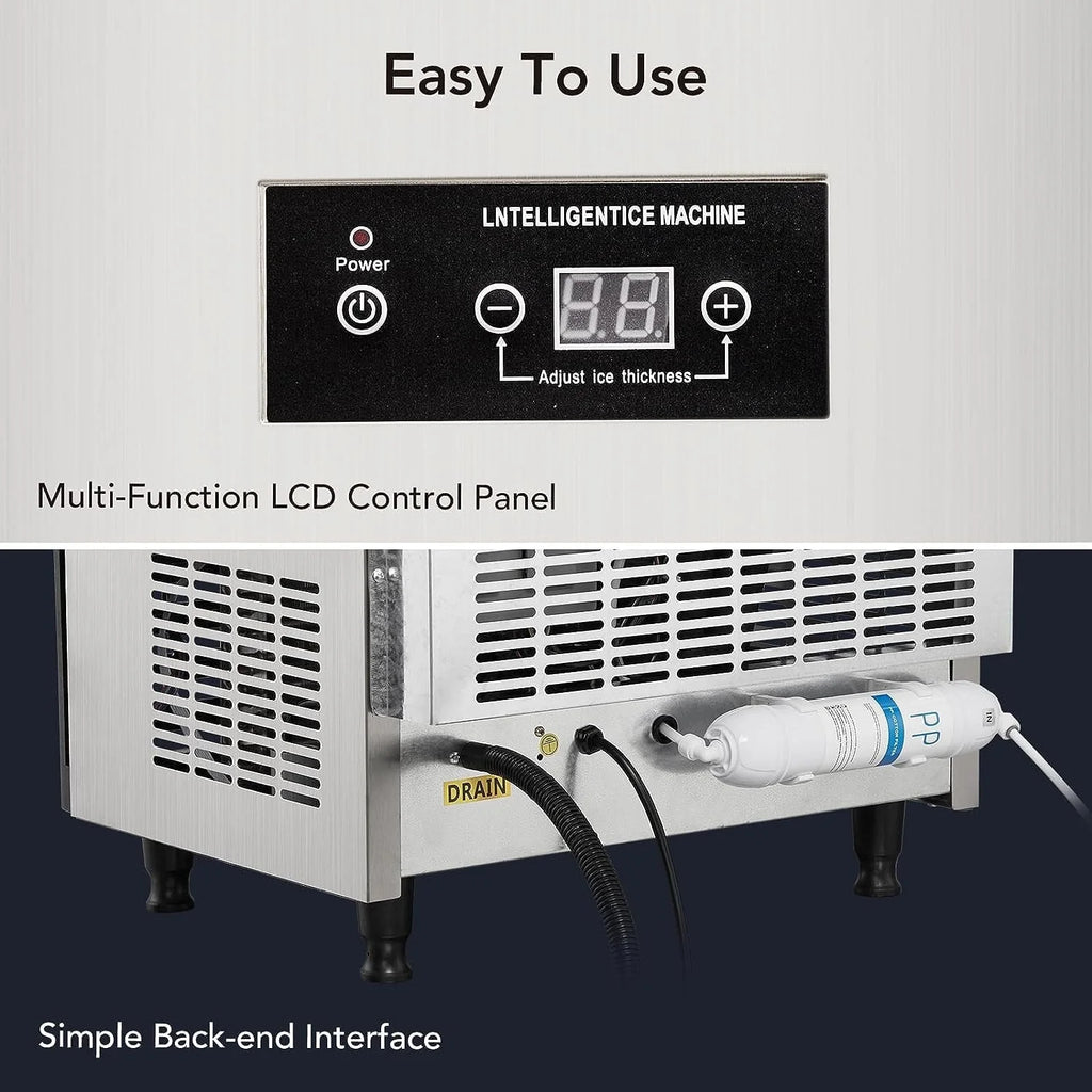 Commercial Ice Maker Machine, Under Counter, 110lbs in 24Hrs, 33lbs Storage Capacity A47593