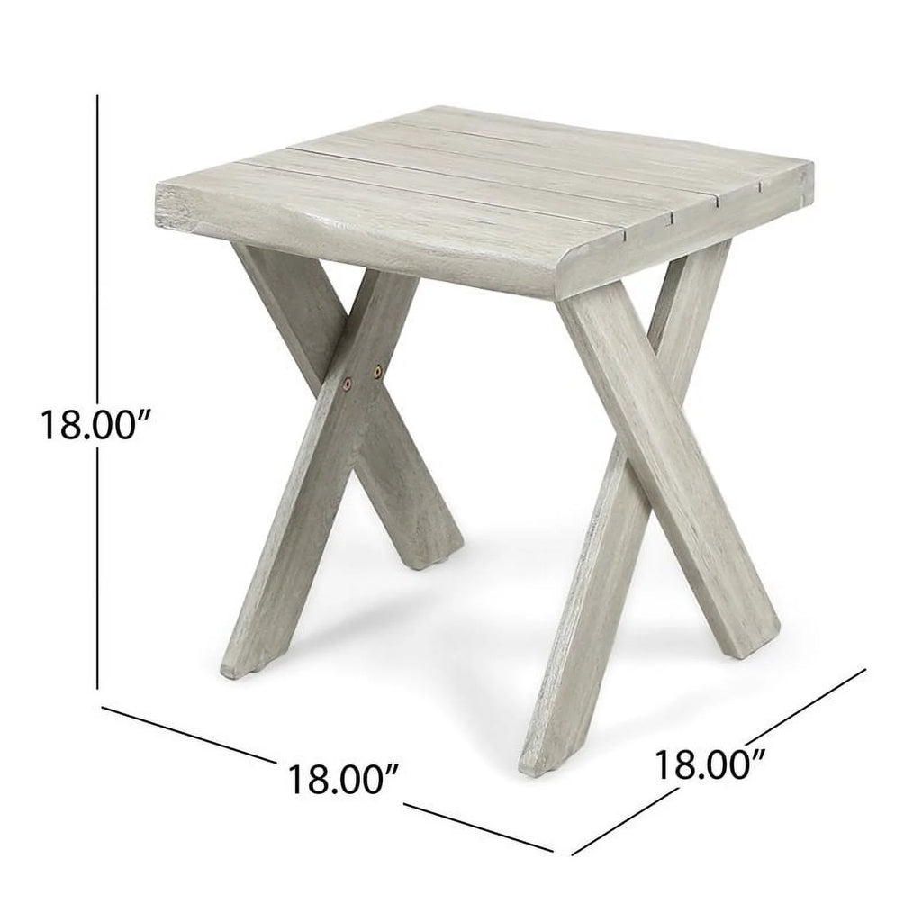 Light Gray Acacia Wood Outdoor Side Table U3165