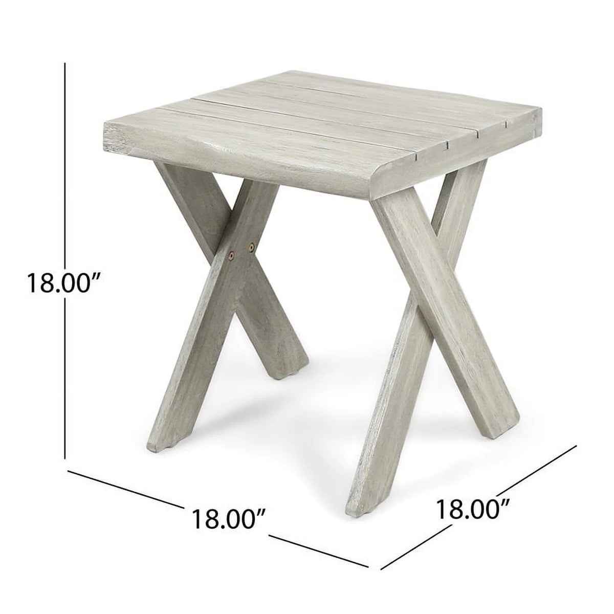 Light Gray Acacia Wood Outdoor Side Table U3165