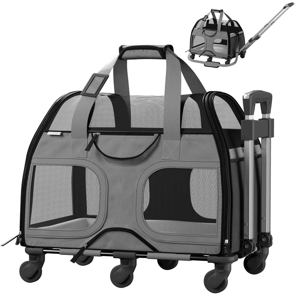 Pet Carrier with Removable Wheels and Double Telescopic Handle E64916