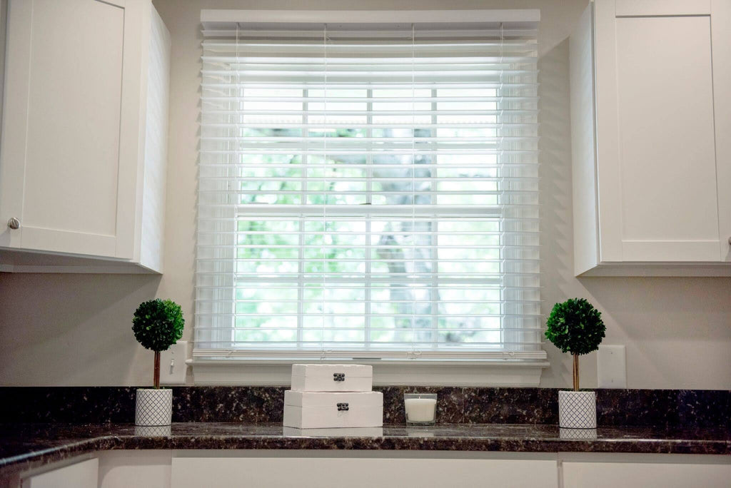 Cordless Soft White Faux Wood Room Darkening Blinds D63171