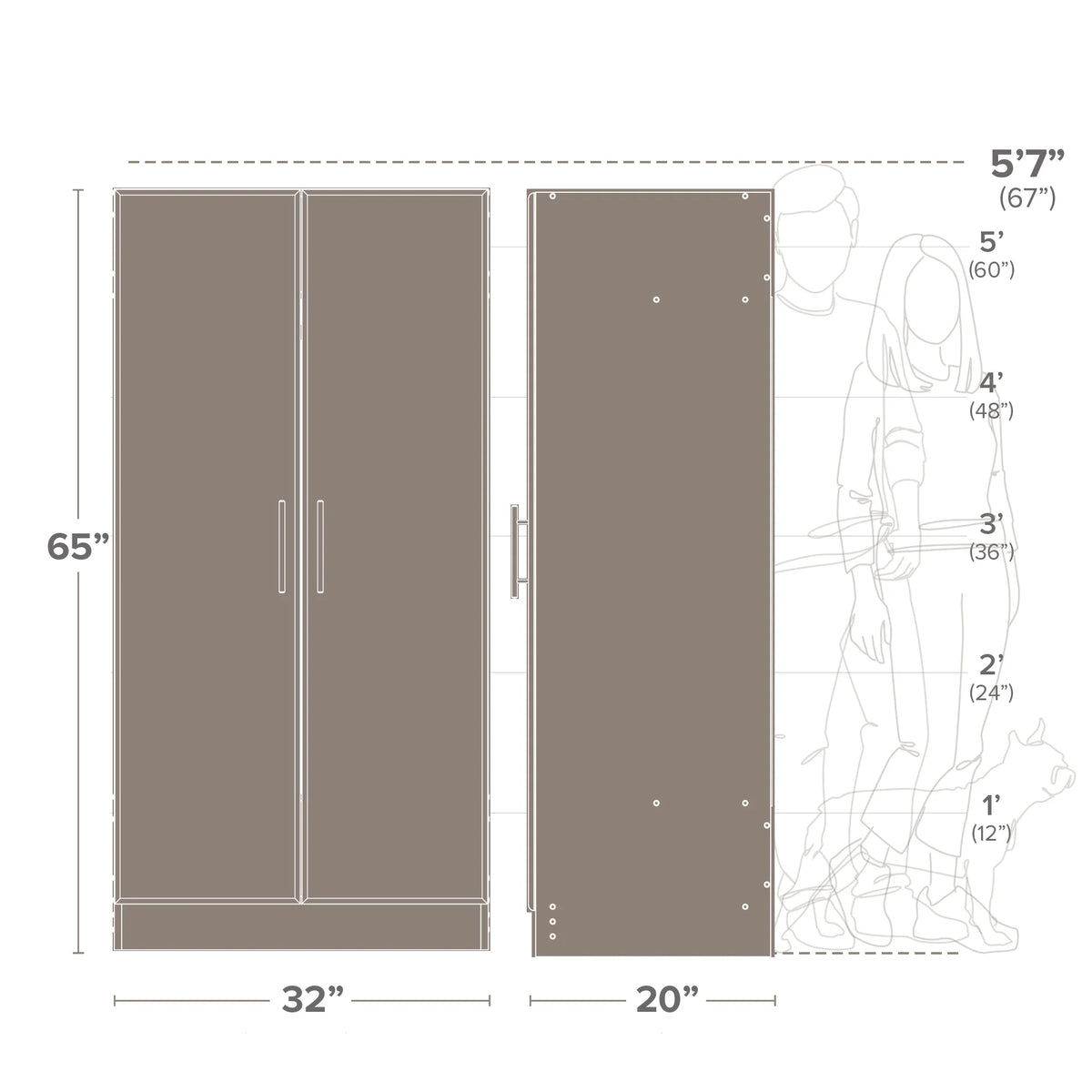 White Wardrobe Closet with Hanging Rail C523