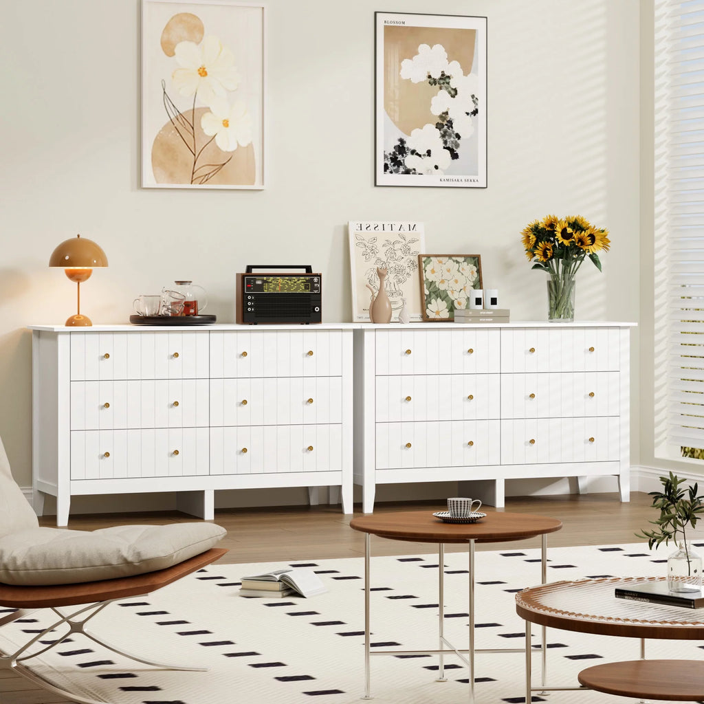 White 6 Drawer Wood Dresser R649