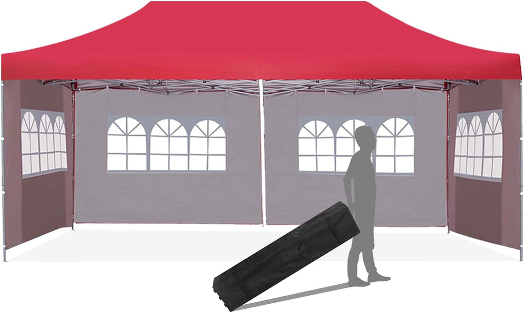 10x20 ft Pop up Canopy Tent with Removable Sidewalls and Wheeled Bag V34853