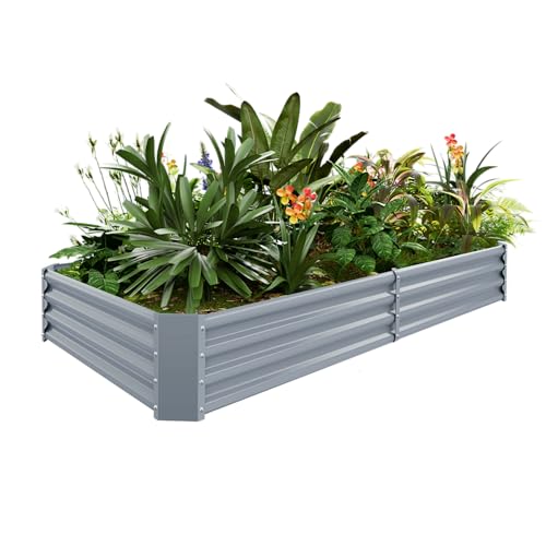 2 Pack 8×4×1ft Galvanized Metal Raised Garden Bed G281