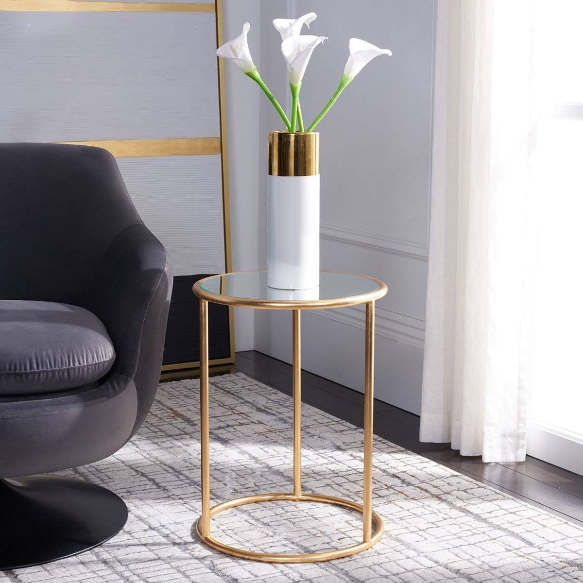 Silver/Grey Glass Top Accent Table T6748