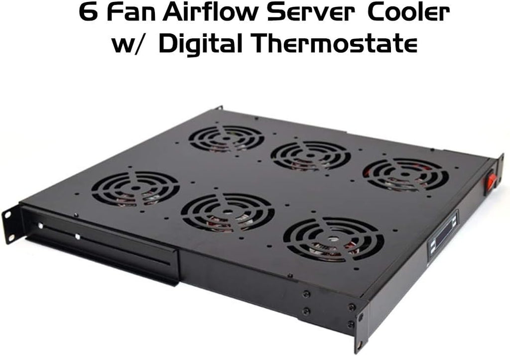 6 Cooling Fans for 19'' Wide Server Cabinet with Thermostat Gauge Pack of 2 X8999