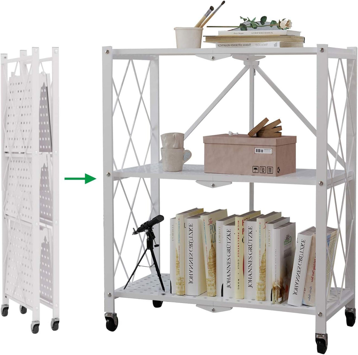 3-Tier Foldable Storage Shelves Black B8161