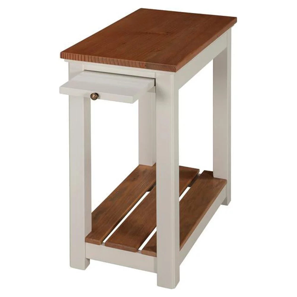 Ivory End Table with Pull-out Shelf W297950
