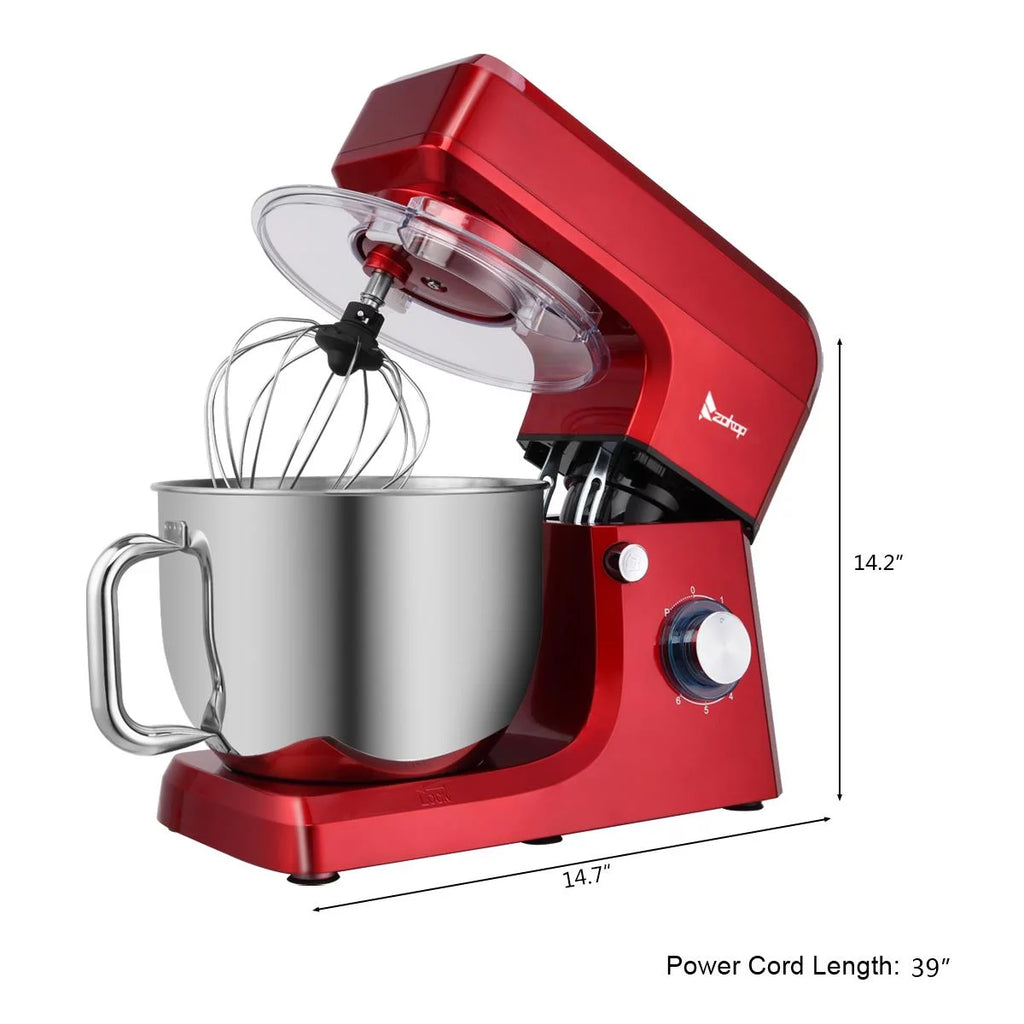 Red 6 Speed Control 7.5QT Electric Stand Mixer with Stainless Steel Bowl L999