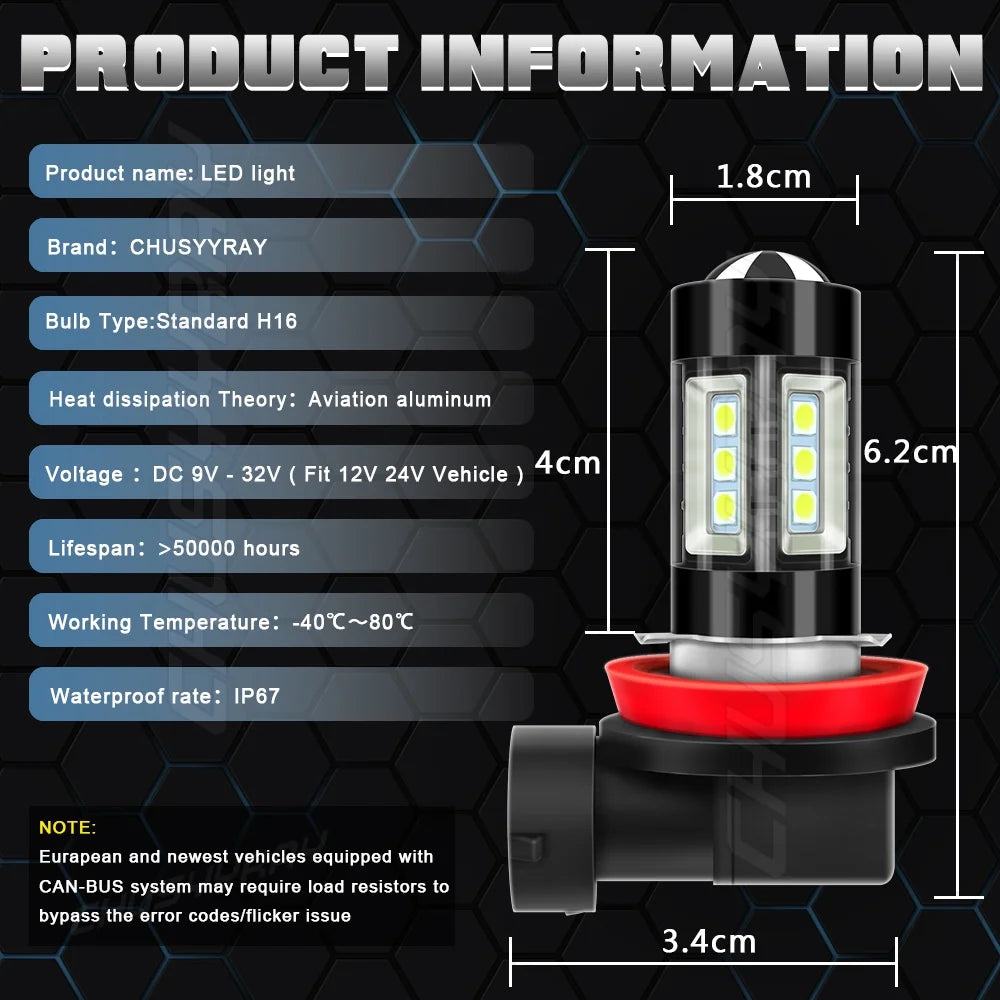 4PC LED Headlight Hi Lo Fog Light 6000K Bulbs D98492