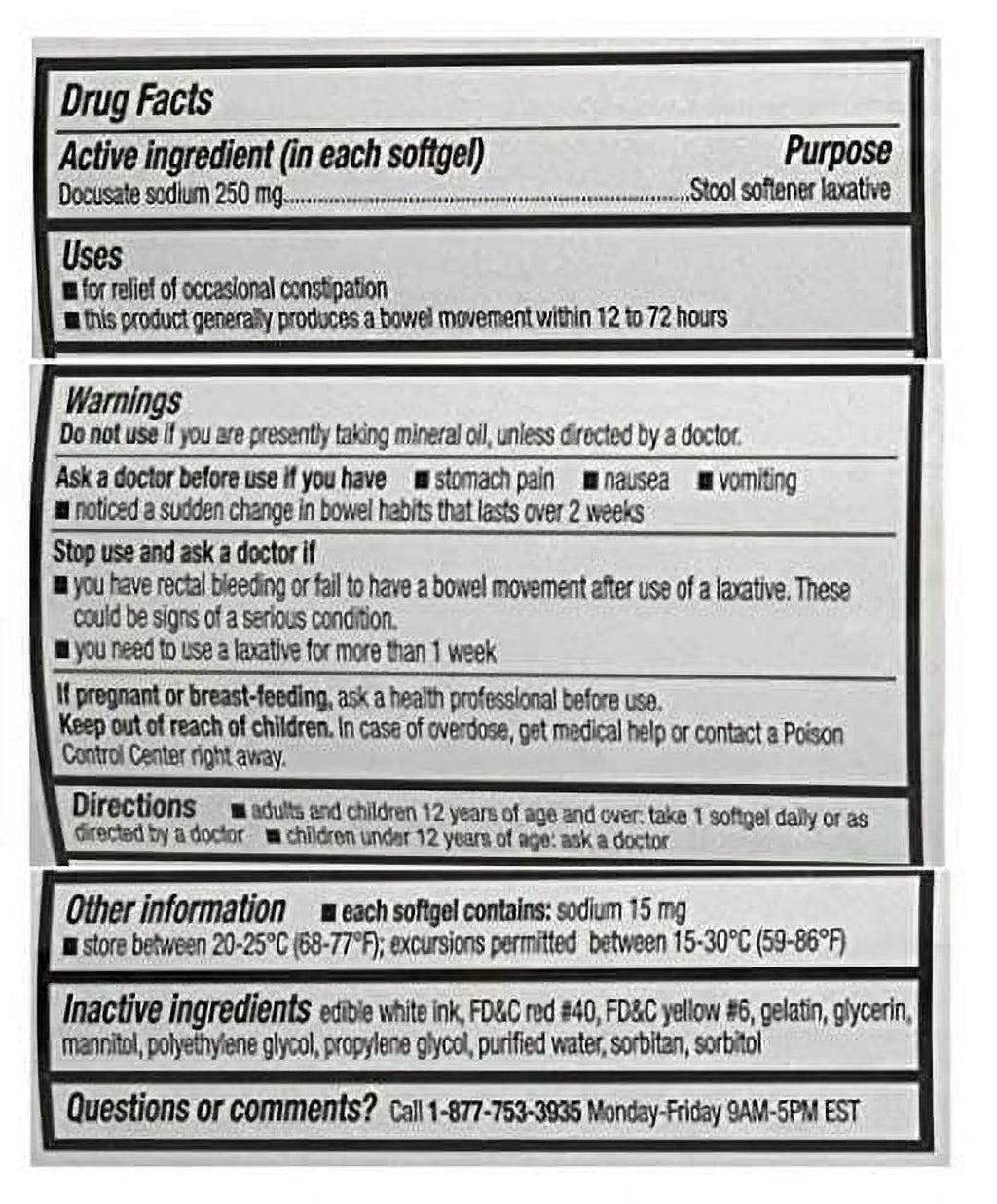 Stool Softener 250 ct Z692