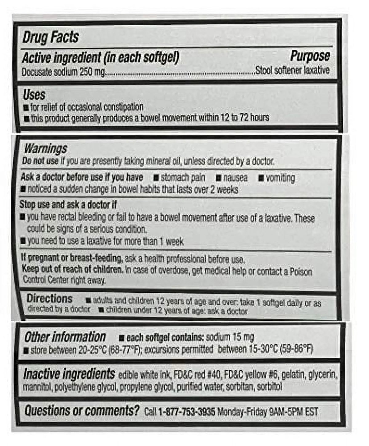Stool Softener 250 ct Z692